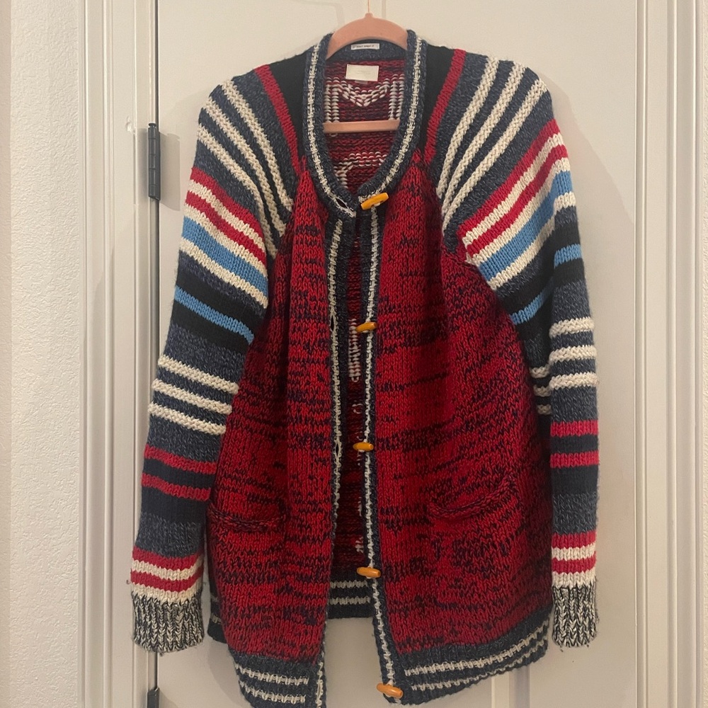 MOTHER Red and Blue Striped Cardigan